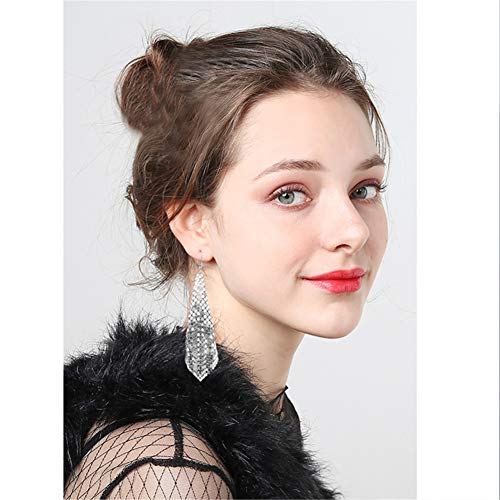 Gold Sequin Earrings Lightweight Metal Mesh Grid Tassel Drop Dangle Earrings Long Hook Earrings Women3