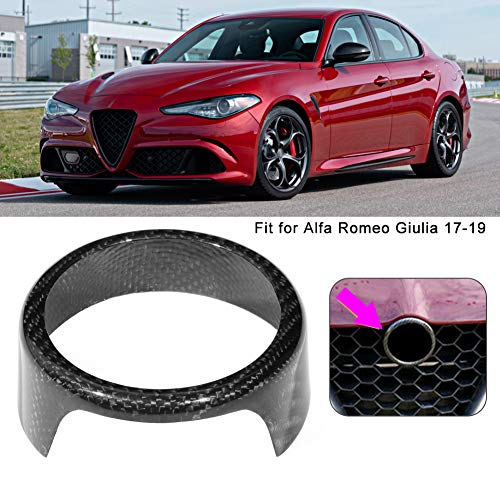 Image of Acouto for Giulia, Carbon Fiber Front Grill Badge Sign Surround Bracket Trim Fit for Giulia 17-19