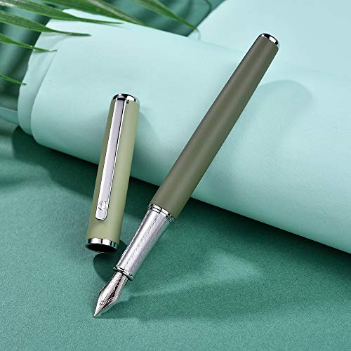 Stylo plume cadeau HongDian 523 vert Morandi avec coffret élégant et convertisseur d'encre