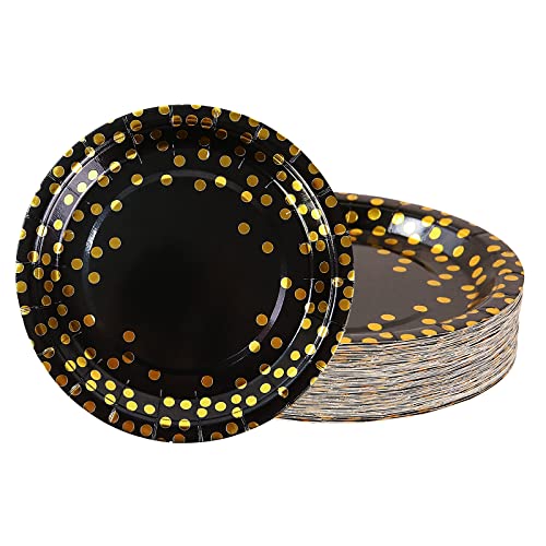 AHPYEUHK 50 PCS Assiette Jetable Anniversaire pour 2025 nouvelle année 17,8cm Assiettes en Carton Papier Party Vaisselle Jetable pour Decoration BBQ Party...