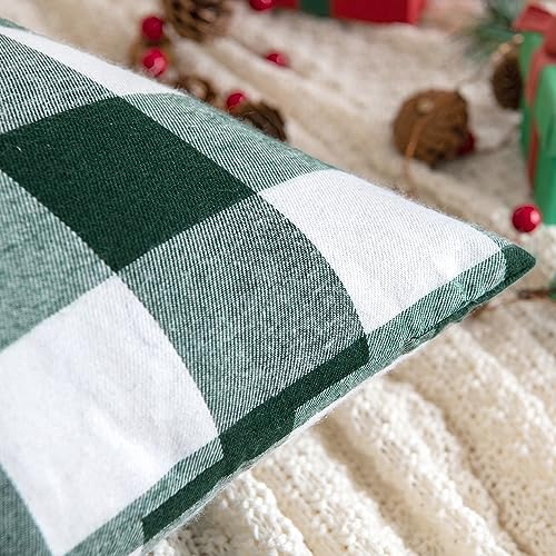 Miulee PLAIDS-LINEN-THROW-PILLOW-COVERS-16 Christmas Pack Of 2 Buffalo Check Plaids Throw Pillow Covers Classic Retro Linen Farmhouse Cushion Case Soft Square Pillowcases thumb #2