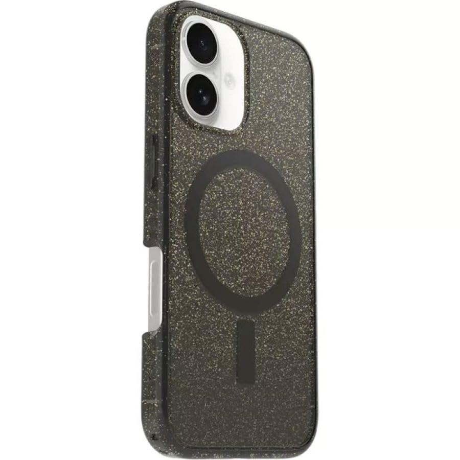 Image of OtterBox iPhone 16 (Only) - Symmetry Series Clear+ Case - Stardust Night (Silverflake /Trans Black) - Snaps to MagSafe - Ultra-Sleek - Raised Edges Protect Camera & Screen - Non-Retail Packaging