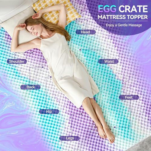 SINWEEK 3 Inch Egg Crate Memory Foam Mattress Topper Twin XL, Twin Extra Long Mattress Pads for College Dorm Single Bed, Pressure Relieve CertiPUR-US Certified,39x80 Inches, Colorful