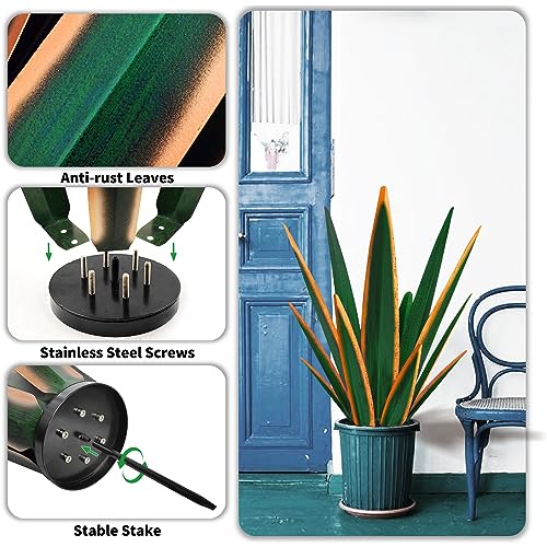 Image of KODIBO Large Tequila Rustic Sculpture, Rustic Metal Plants for Outdoor Patio Yard, Home Decor Hand Painted Agave Garden Statue, Outdoor Lawn Ornaments Yard Stakes (Dark Green - L)