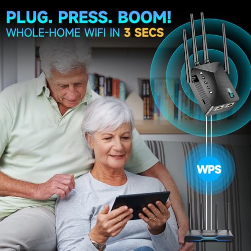 WiFi Extender Signal Booster for Whole Home & Backyard - 10K Sq.Ft Coverage w/4 Antennas | 90% Faster Internet Booster w/Ethernet Port, Easy Setup Wireless Repeater Works with Any Router | Long Range - Image 5