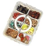 ZEENING Divided Clear Snackle Box Container, Serving Tray with Lid & Handle, Charcuterie Board Container Storage Organizer for Fruit, Candy, Veggie, Nuts & Snacks, Perfect for Party, Travel, & Picnic