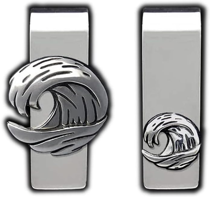 Ocean Wave Money Clip in Solid Sterling Silver Hand Carved, Cast & Fabricated by Paxton