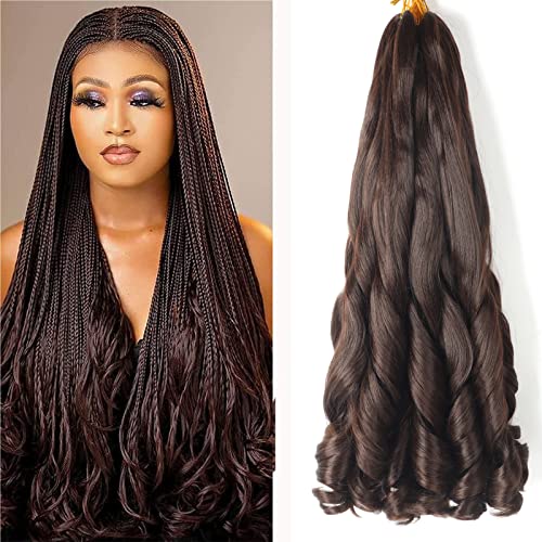 French Curly Braiding Hair 22 Inch 8Pack/lot Loose Wavy Spiral Curl Braids Crochet Hair Deep Wave Synthetic Extensions Pre Stretched Bouncy Braiding Hair(4#)