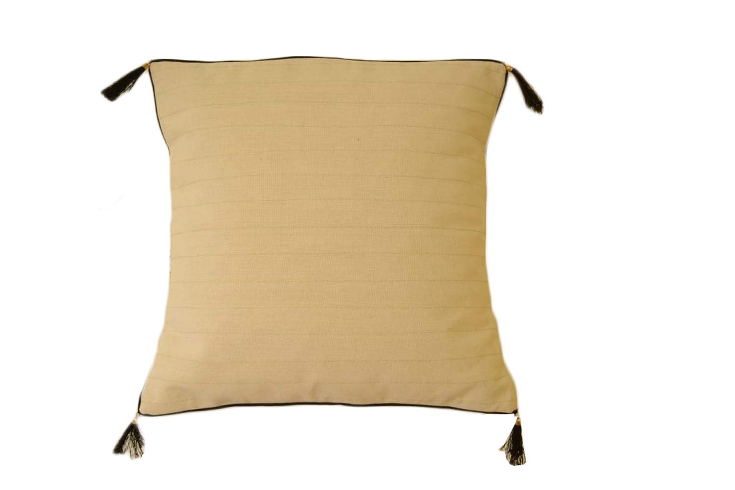 Dhaari Cotton Cushion Cover (16x16 Inches_Beige)