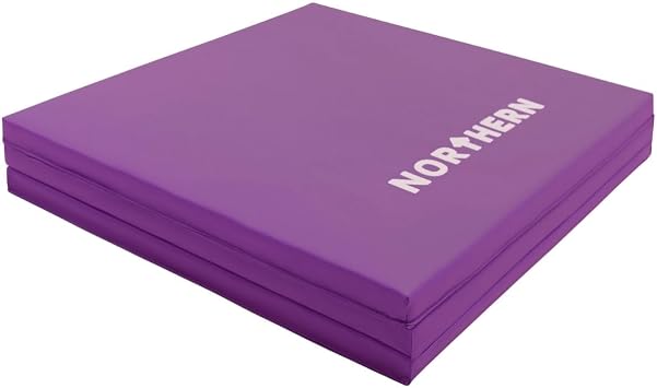 NORTHERN Yoga Mat Exercise Fitness, Tri-Fold Foam Mat, Extra Thick Non-Slip Large Padded Stretching Home Gym Equipment Accessory, 3-Folding Multi-Purpose Workout Mat with Carrying Handle