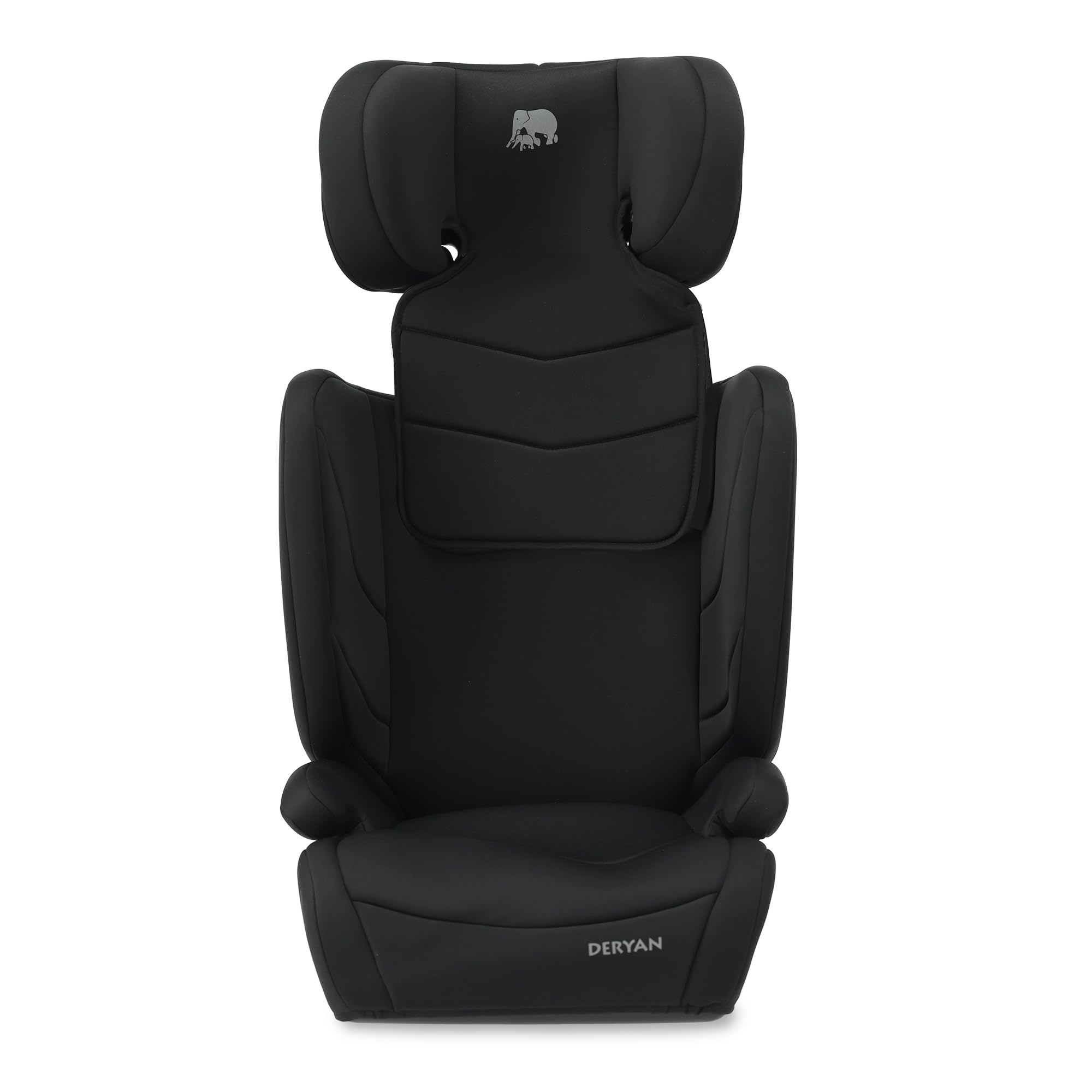 Deryan Alzador Coche Niño i-Size de 3,5 a 12 años, 100-150 cm (0-36 kg), Silla Coche Grupo 1/2/3 y alzador convertible, Elevador Coche, R129, Fácil Instalación con Cinturón (ISOFIX/Negro)