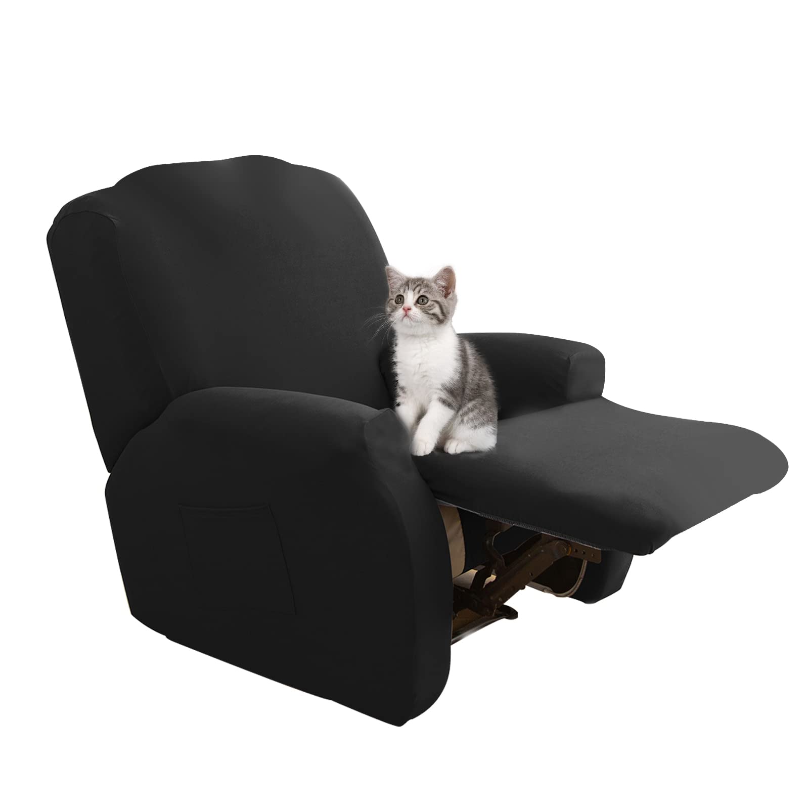 Jaotto Copripoltrona Relax Reclinabile,Fodere Copripoltrona 1 Posto Universale,Moderne Copripoltrona Relax Elettrica Reclinabile con Tasche Lavabile,Coperture per Divano da Massaggio,Nero
