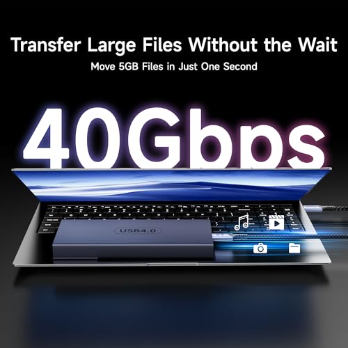 Image of USB C Data Cable 40Gbps, Short USB c to USB c Cable Braided,USB 4 Cable for Thunderbolt 4 [1FT /0.3M], 240W Fast Charging, USBC Monitor Cord 8K /4K Video Display