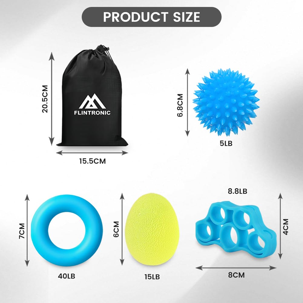 flintronic Set per Allenamento delle Mani e delle Dita, Pallina Antistress Mano Terapia, Pallina Fisioterapia Mano, Strumento per Il Rafforzamento della Presa delle Mani