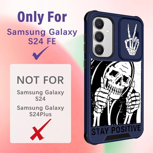 Funermei for Samsung Galaxy S24 FE Case with Ring Stand, Skeleton | Silde Camera Protection,Dual-Layer Hard PC Protection, Cute Girly Phone Cover for Women Girls - image 2