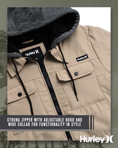 Hurley Men's Voyager Jacket - Warm Insulated Fleece Jacket with Cozy Sherpa Lining - Lightweight Hooded Jacket for Men (S-XL)4