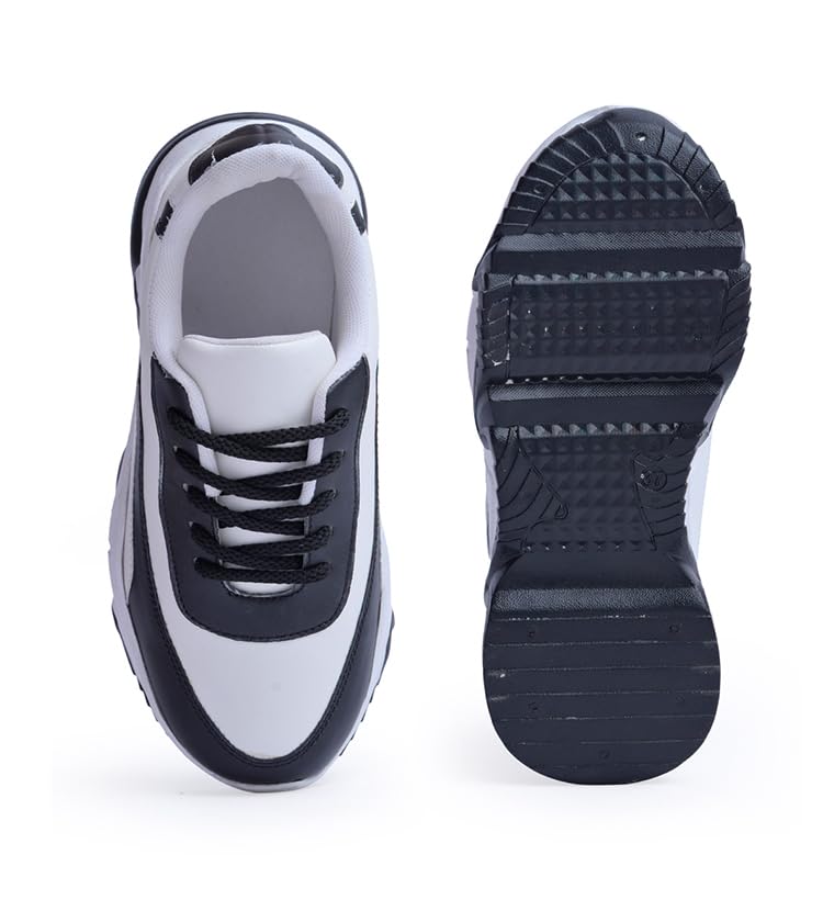 Image of JM LOOKS Women Lace-Up Sneakers Casual Shoes Monochrome Chunky Sneakers for Women & Girls