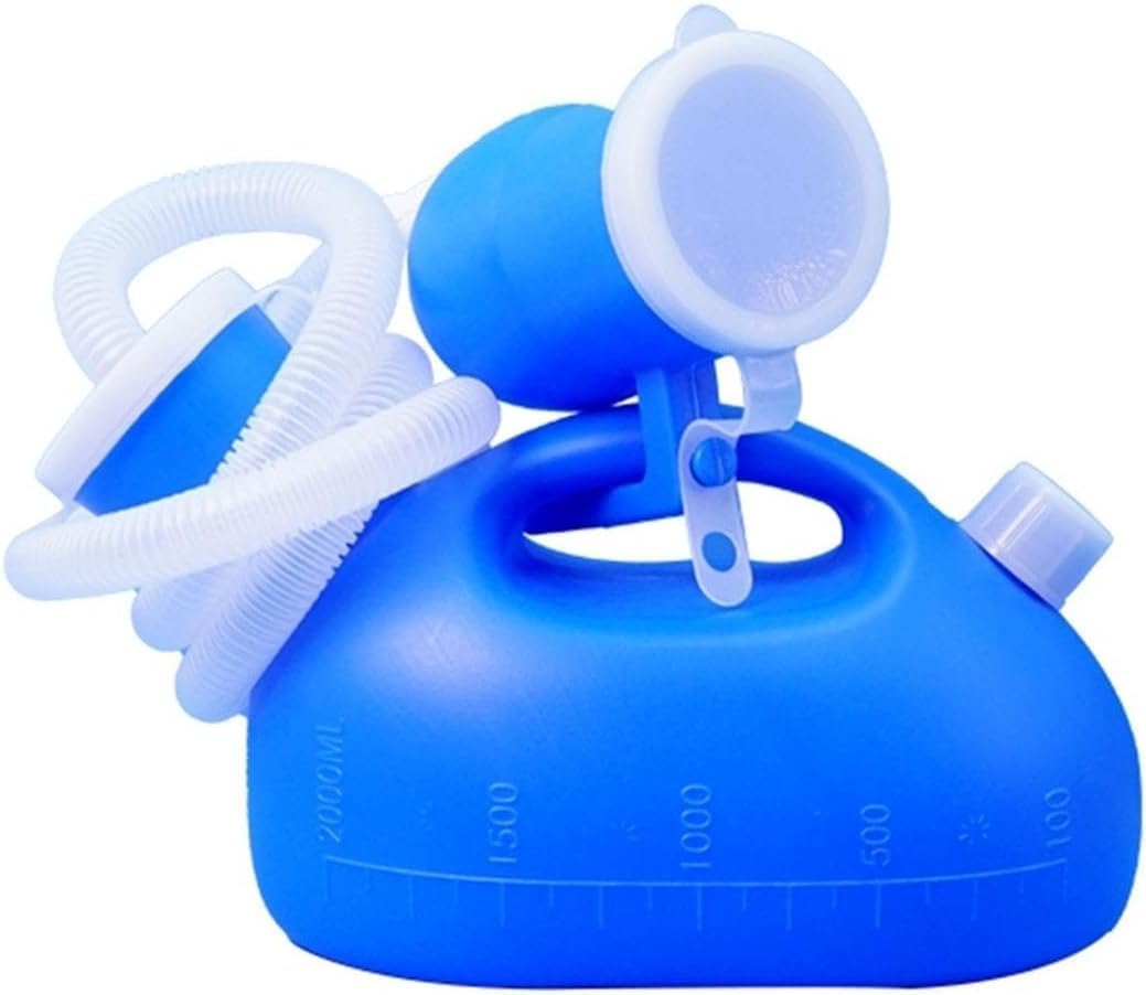 Male Urinal Bottle, Urinals for Men Spill Proof Nighttime for Pee Jug Portable Bottle(Blue with Tube)