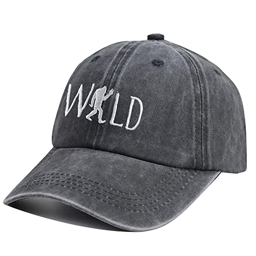 Image of HHNLB Bigfoot Hat, Embroidered Adjustable Wash Retro Cotton Denim Big Foot Sasquatch Baseball Cap