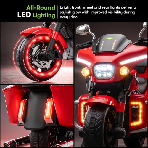 Image of Baybee Adreno Baby Electric Bike for Kids with Hand Accelerator | Big Battery Baby Bikes with Realistic Meter, RGB Lights & Music | Rideon Battery Operated Bike for Kids to Drive 1 to 8 Years (Red)