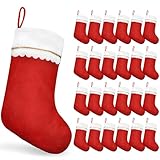 SYITCUN 24 Stück Weihnachtsstrumpf,45cm Nikolausstrumpf, Weihnachtssocken, Nikolaussocken, Nikolaus Socke Strumpf zum Aufhängen und Befüllen an Weihnachten für Kamin und Weihnachtsbaumdekoration,Rote
