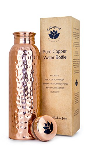 Pure Copper Lotus Water Bottle by Collingwood Ecoware | 900ml | Yoga Bottle