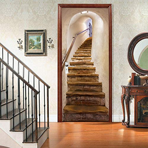 Viranda 3D Door Murals Peel And Stick Door Stickers Self-Adhesive - Stairs - Door Decals 30.3"X78.7" #TOP1