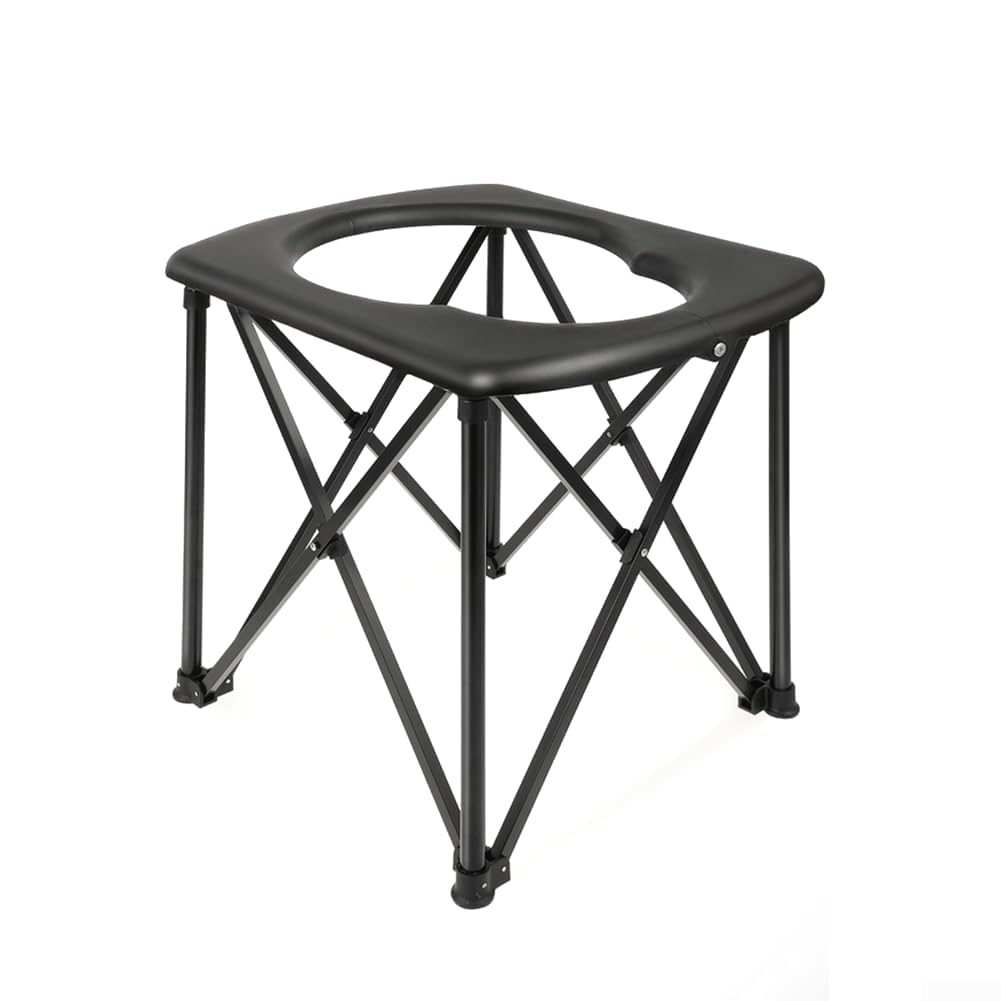 Inodoro de aluminio ligero para camping, orinal portátil con diseño plegable de viaje para senderismo, saneamiento, asiento de cubo al aire libre para caravana, ducha, trono, pesca y playa
