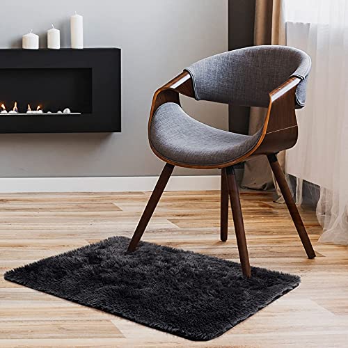 Ophanie Small Black Throw Rugs For Bedroom, 2X3 Mini Area Rug, Affordable Non Slip Fluffy Carpet, Fuzzy Soft Living Room Rugs, Home Decor Aesthetic, Nursery #TOP5