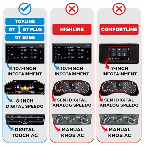 Image of Spartan Shield [3 PACK] Screen Protectors for VOLKSWAGEN VIRTUS 2026 [ 2023 - Running ] || 10 Inch Infotainment + 8 Inches Instrument Cluster + AC Panel Protective Film | Accurate Fit For TOPLINE /GT /GT PLUS /GT Edge] || Anti Scratch | Water Resistant | HD Clear | High Touch Sensitivity | VW Virtis Car Display Accessories [Not Tempered Glass] **Doesn't Fit Highline /Comfortline**