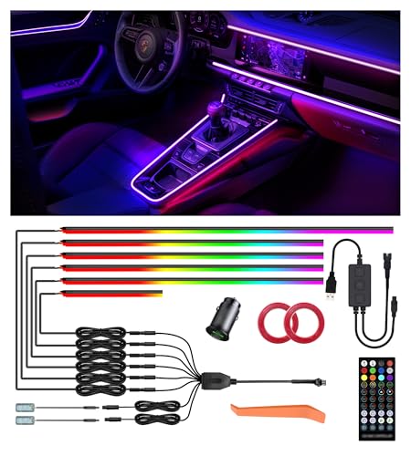 KENANEK 55.12inch Acrylic LED Lights for Car&ndash;6 Dreamcolor Interior Car LED Strip Light+2 Footwell...