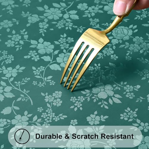 Image of Smiry Rectangle Table Cloth, Waterproof Heavy Duty Vinyl Tablecloths, Wipeable Washable Table Cover for Kitchen and Dining Room (Green, 60 inch X 120 inch)