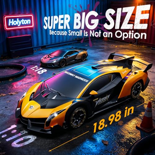 Image of Holyton 1:10 Transforming RC Car, Large Gesture-Sensing Remote Control Car with One-Button Transformation, LED Lights, Fog Spray, 2 Rechargeable Batteries for 80-Min Playtime, Gift for Kids Ages 5-12