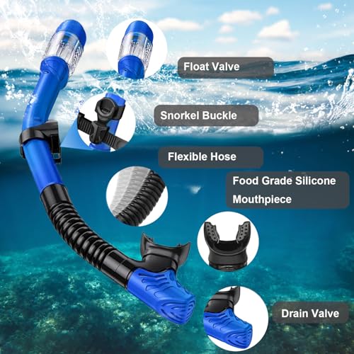 Set de máscara y tubo de snorkel para adultos Keephigher, máscara panorámica con vidrio templado, anti-vaho y anti-fugas, snorkel ajustable con bolsa de transporte para buceo, natación y viaje miniatura 4