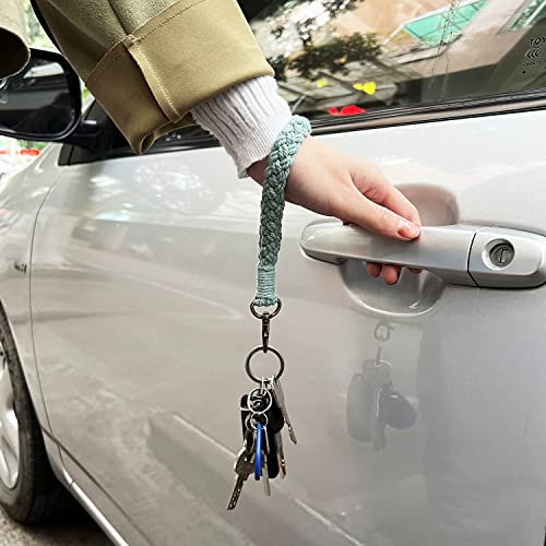 Xgalbla Soft Macrame Keychain Boho Handmade Wristlet Bracelet Keychain Country Style Wrist Lanyard Handmade Weave Exquisite Holder For Women(Pea Green) #TOP5