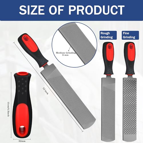 Image of Gisafai 2 Pcs 12 Inch Rasps for Shoeing Horses with Handle Trimming File Carbon Steel Farrier Tools for Repair Horse Goat Hooves Cow Donkey Pig Animal Hooves Repairing Wood Working Supplie