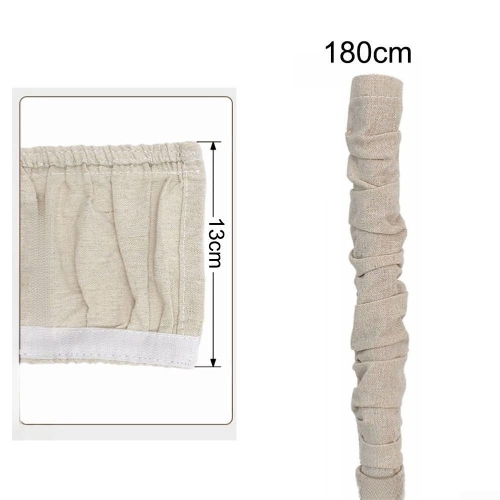Paquete de 2 cubiertas de cadena de araña de tela de 6 pies, protector de cable eléctrico para colgar luces, cables de TV y barras de cortina, material de lino de algodón beige, decoración