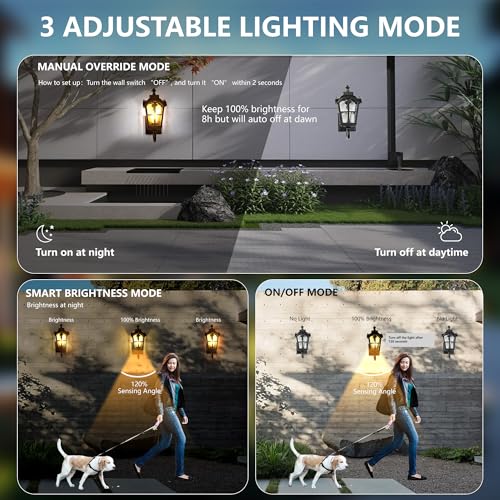 Motion Sensor Dawn to Dusk Outdoor Sensor Light Fixture Waterproof Porch Lights Anti-Rust Exterior Lighting Outdoor Wall Lantern Outside Wall Light for Patio Front Door Garden Garage -2 Pack by Kainozoic - Image 3
