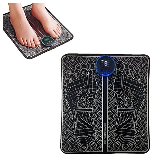 Meideli Foot Massager Mat Pad, Portable Acupoints Massager Foot Mat for Home, Office, Bedroom, USB Rechargeable Multiple Modes Foot Massager with 19 Intensities & LCD Screen, Relaxing Muscles Black