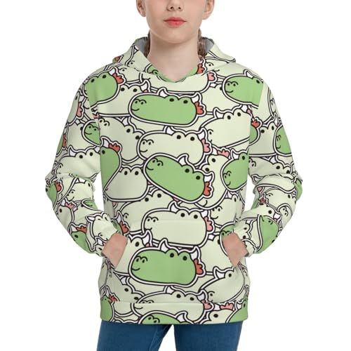 Cute Dragon Head Sticker Kid Hoodies Boys Sweatshirts Girls Pullover with Pocket