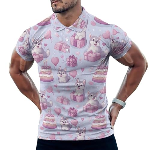 Polo de golf homme doux et respirant à motif chiot mignon coupe sèche