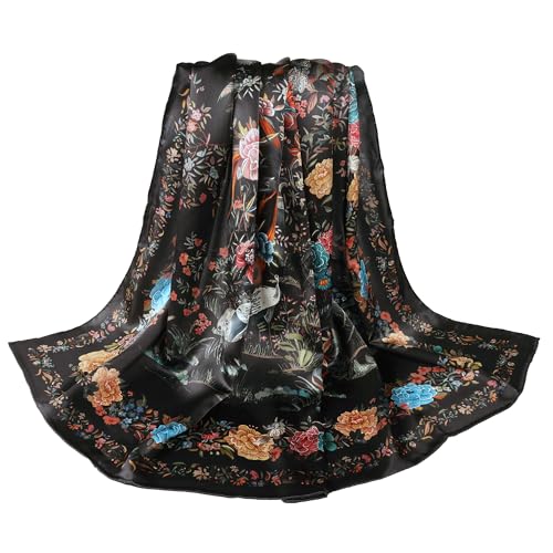 100% Pure Mulberry Silk Scarf 43”*43” Large Square Lightweight Headscarf Women’s Hair Wraps Shawls with Gift Packed