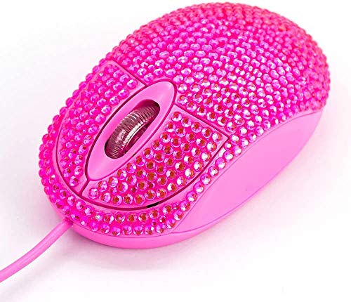 SOONGO USB Optical Wired Mini Computer Mouse for Latpot Mice with Pink Crystal Bling Rhinestone Funny Personalized Gift for Kids and Teen Girl Birthday Gift by