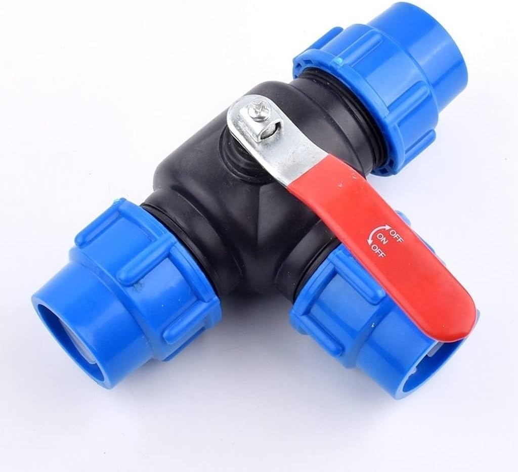 3-Way Ball Valve for PE Pipe, 3-Way Ball Valve for PE Copper Core Quick Connector Irrigation Multicolor Multiple Sizes(50mm)