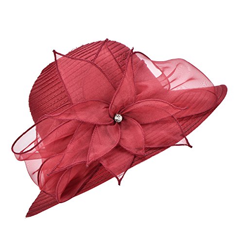 Sombrero para mujer ocasión boda ala ancha floral miniatura 5