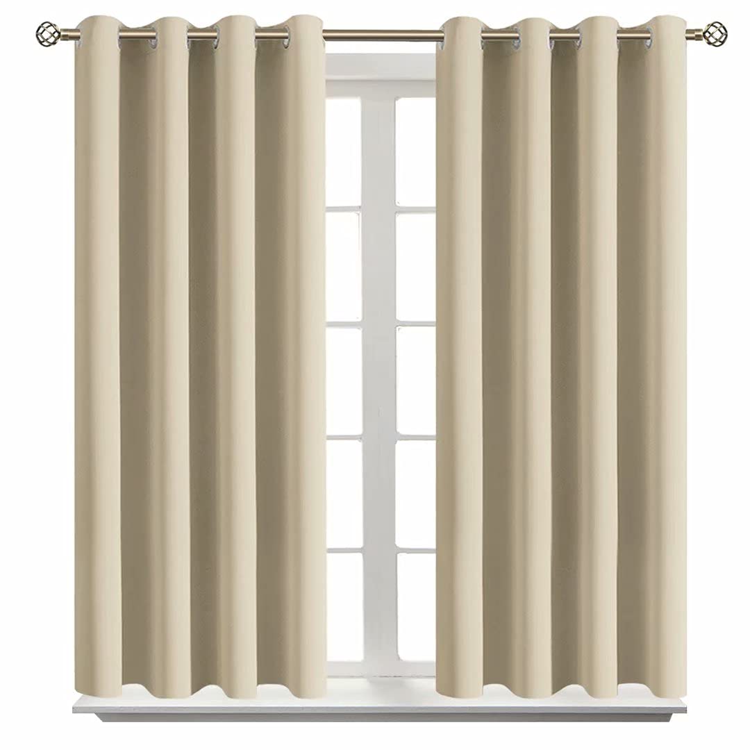 BGment Short Curtains for Small Window 45 Inch Long - Beige 2 Panels
