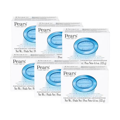 Pears Pure and Gentle with Glycerin and Mint Extracts - Transparent Soap Bar for Radiant Skin - Bar Soap for Women and Men - Blue - 6 pc image 5