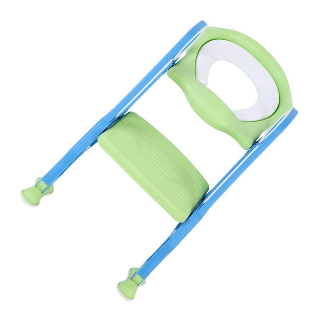 Ausla Scaletta per WC per Bambini, Sedile per WC in PP con Gradino Regolabile e Doppi Braccioli, Vasino Rigido Pieghevole per Bambini e Ragazze per Uso Domestico nel Bagno (turchese)