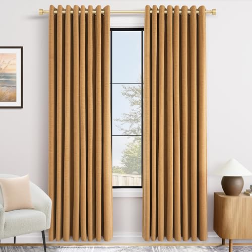 Gold Blackout Velvet Curtains 120 inch Long for Bedroom Grommet