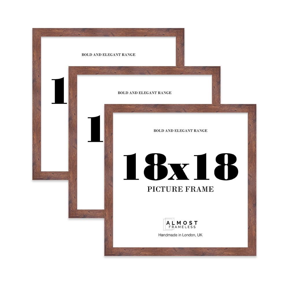 18x18 Photo Frame, Display 18x18" Pictures (22.9 x 15.2cm) Picture Frame for wall Display - Rustic Wood - 3 Pack